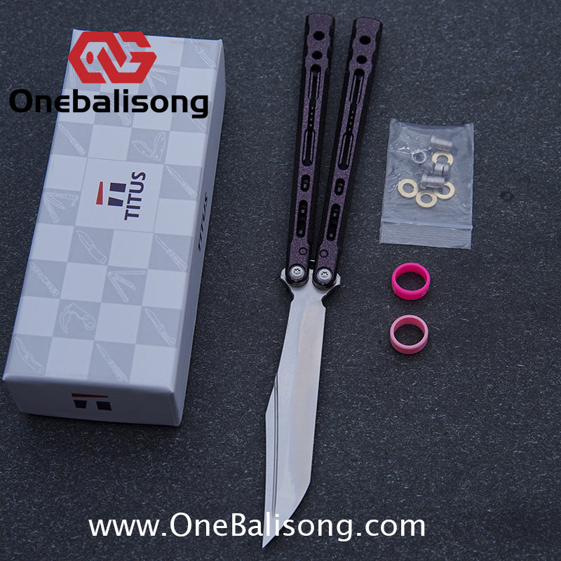 TITUS Sirius Ceramic Version Balisong Clone 7075 Aluminum Alloy Handle Stainless Steel Fake Blade Bushing