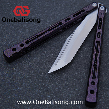 TITUS Sirius Ceramic Version Balisong Clone 7075 Aviation Aluminum Alloy Handle 5cr13Mov/14C28N Stainless Steel Fake Blade Bushing