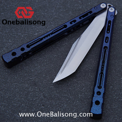 TITUS Sirius Ceramic Version Balisong Clone 7075 Aviation Aluminum Alloy Handle 5cr13Mov/14C28N Stainless Steel Fake Blade Bushing