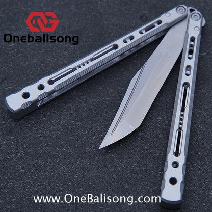 TITUS Sirius Ceramic Version Balisong Clone 7075 Aviation Aluminum Alloy Handle 5cr13Mov/14C28N Stainless Steel Fake Blade Bushing