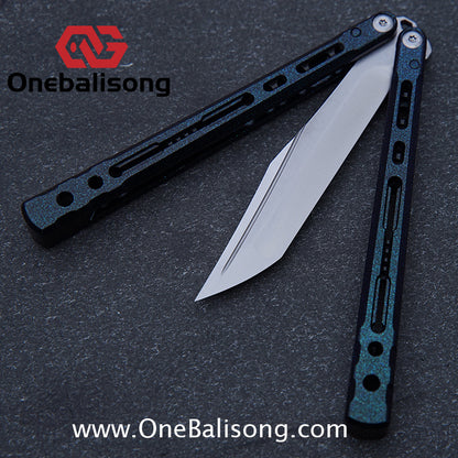 TITUS Sirius Ceramic Version Balisong Clone 7075 Aviation Aluminum Alloy Handle 5cr13Mov/14C28N Stainless Steel Fake Blade Bushing