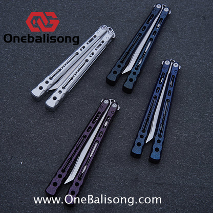 TITUS Sirius Ceramic Version Balisong Clone 7075 Aviation Aluminum Alloy Handle 5cr13Mov/14C28N Stainless Steel Fake Blade Bushing