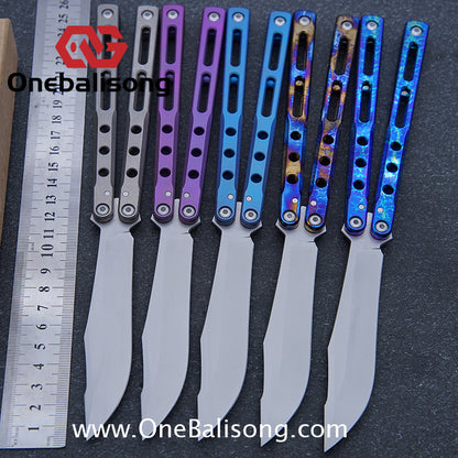 Theone Regime Balisong Titanium Alloy Handle Stainless Steel Live Blade One-piece structure Bushing