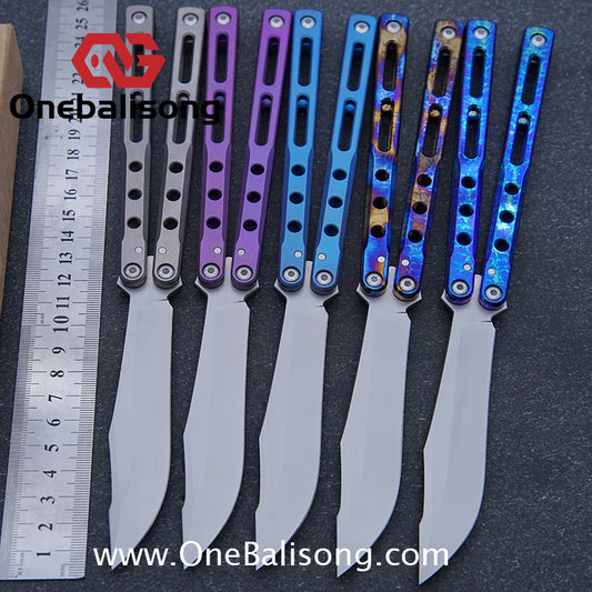 Theone Regime Balisong Titanium Alloy Handle Stainless Steel Live Blade One-piece structure Bushing