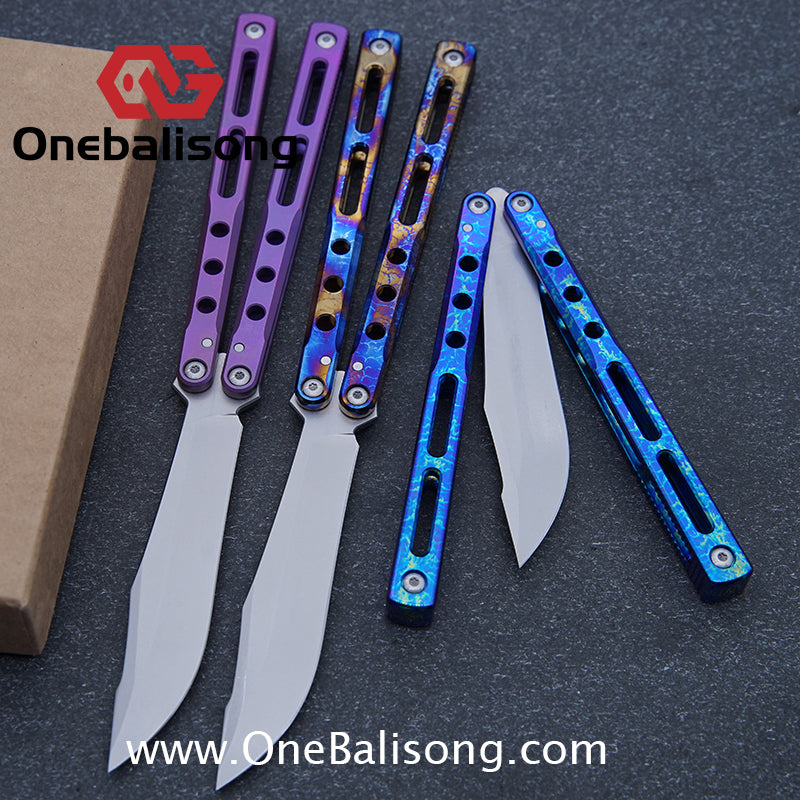 Theone Regime Balisong Titanium Alloy Handle Stainless Steel Live Blade One-piece structure Bushing
