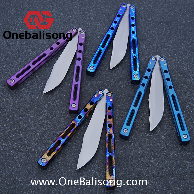 Theone Regime Balisong Titanium Alloy Handle Stainless Steel Live Blade One-piece structure Bushing