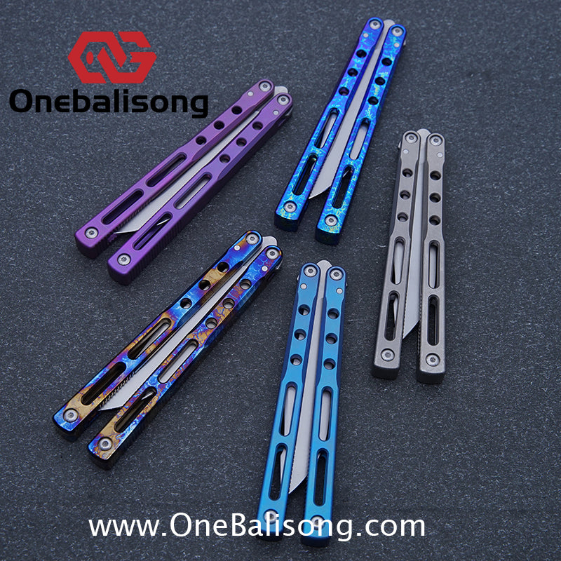 Theone Regime Balisong Titanium Alloy Handle Stainless Steel Live Blade One-piece structure Bushing