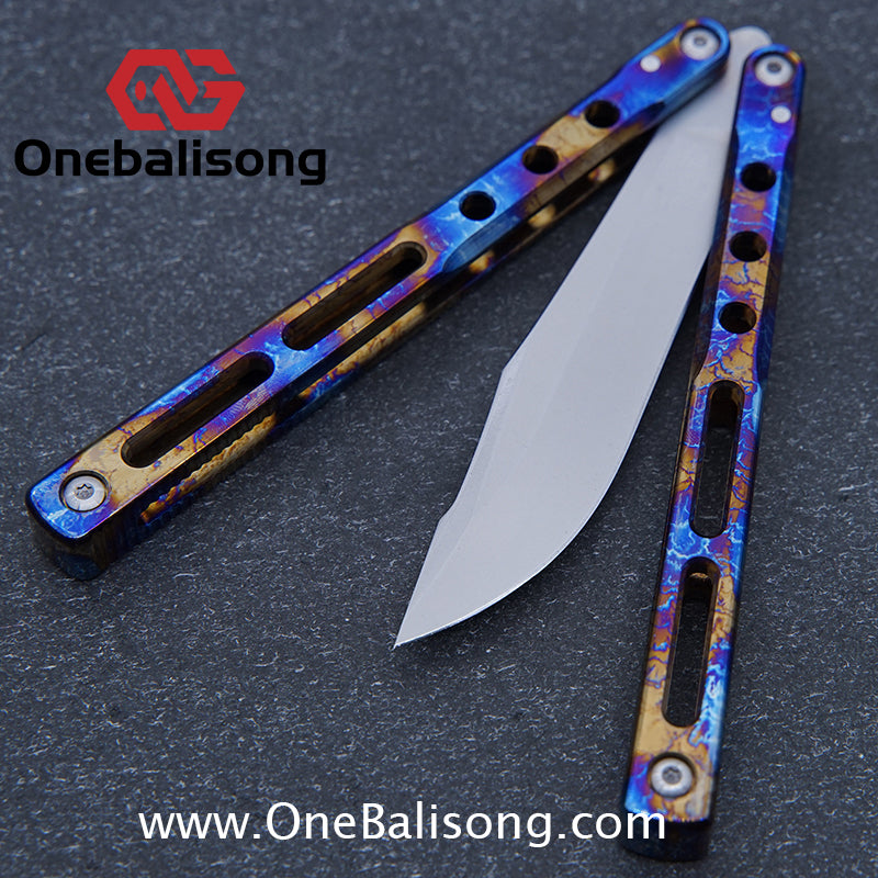 Theone Regime Balisong Titanium Alloy Handle Stainless Steel Live Blade One-piece structure Bushing