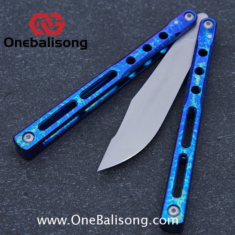 Theone Regime Balisong Titanium Alloy Handle Stainless Steel Live Blade One-piece structure Bushing