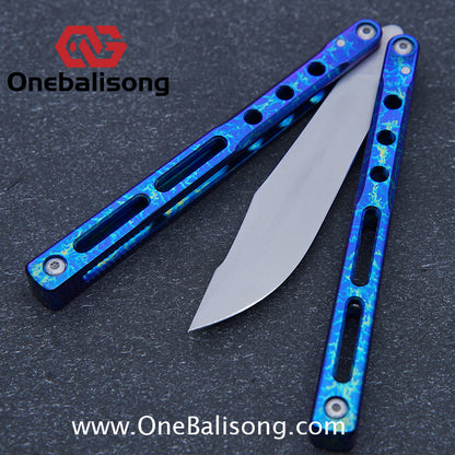 Theone Regime Balisong Titanium Alloy Handle Stainless Steel Live Blade One-piece structure Bushing