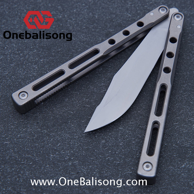 Theone Regime Balisong Titanium Alloy Handle Stainless Steel Live Blade One-piece structure Bushing