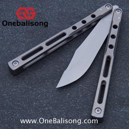 Theone Regime Balisong Titanium Alloy Handle Stainless Steel Live Blade One-piece structure Bushing