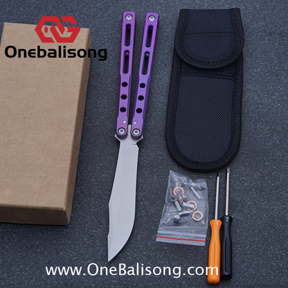 Theone Regime Balisong Titanium Alloy Handle Stainless Steel Live Blade One-piece structure Bushing