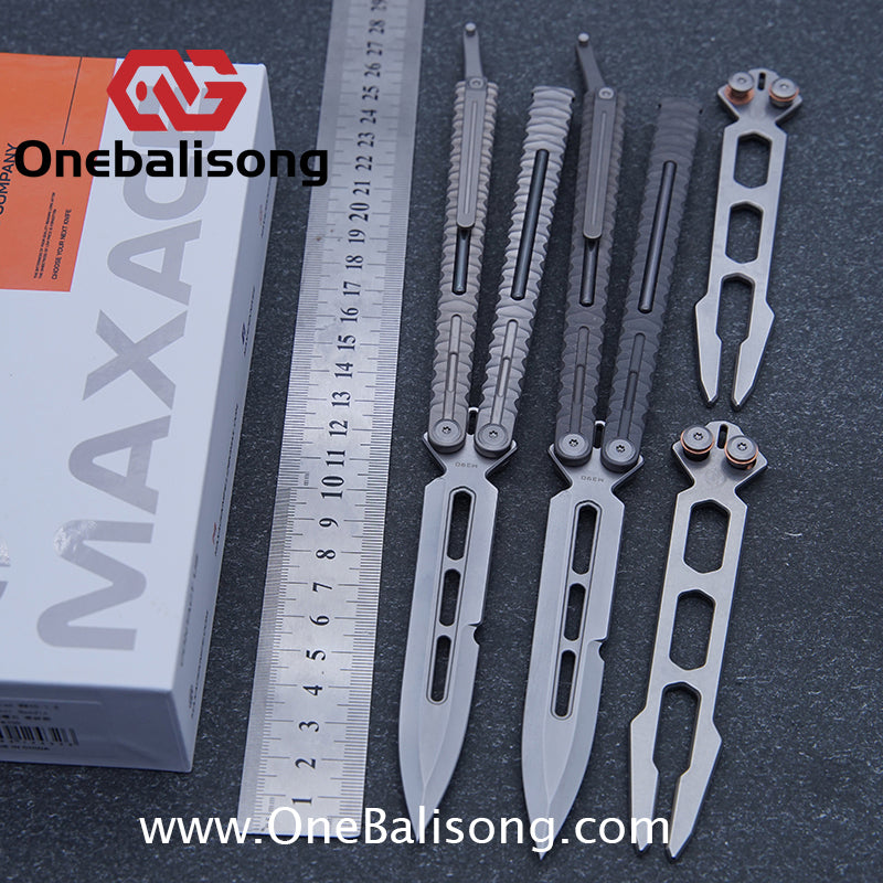 Maxace Obsidian Balisong Titanium Integrated Handle Bailu M390 Blade Integrated Structure Bushing