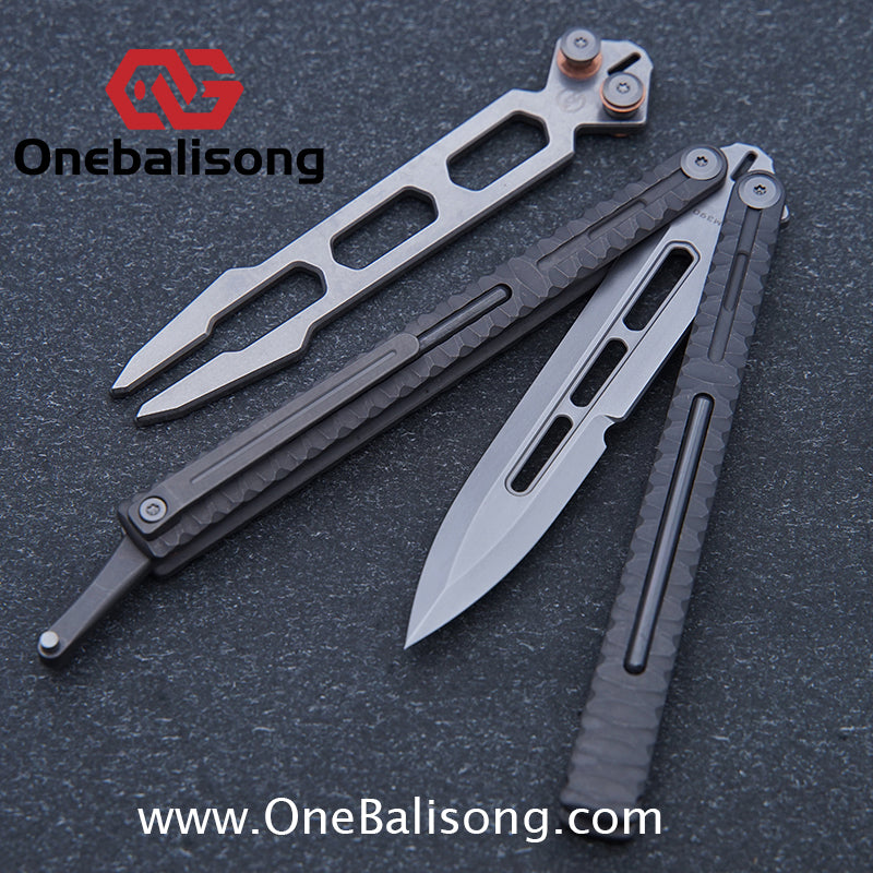 Maxace Obsidian Balisong Titanium Integrated Handle Bailu M390 Blade Integrated Structure Bushing