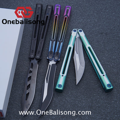 RAD Cygnus V2 Genuine Balisong Titanium-6AL-4V Handle CPM-S35VN Stainless Steel Live Blade Bushing