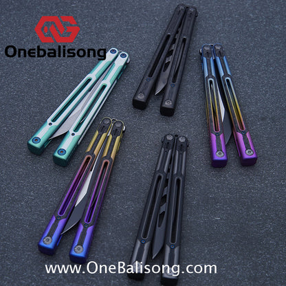 RAD Cygnus V2 Genuine Balisong Titanium-6AL-4V Handle CPM-S35VN Stainless Steel Live Blade Bushing