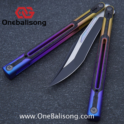 RAD Cygnus V2 Genuine Balisong Titanium-6AL-4V Handle CPM-S35VN Stainless Steel Live Blade Bushing