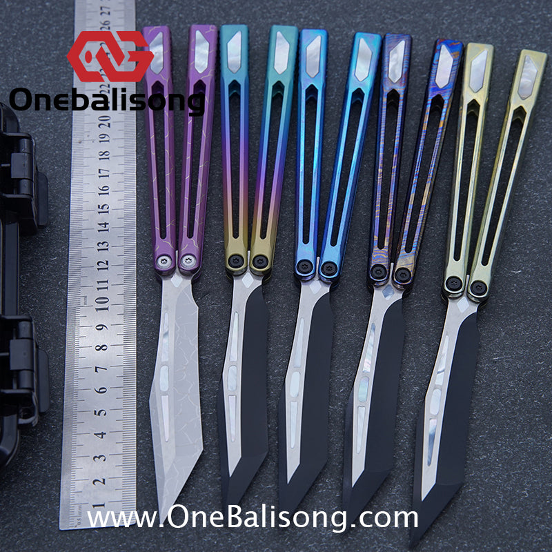 Asgard Slash God Balisong Titanium Alloy Handle Stainless Steel Blade Bushing