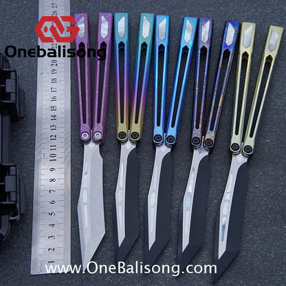 Asgard Slash God Balisong Titanium Alloy Handle Stainless Steel Blade Bushing