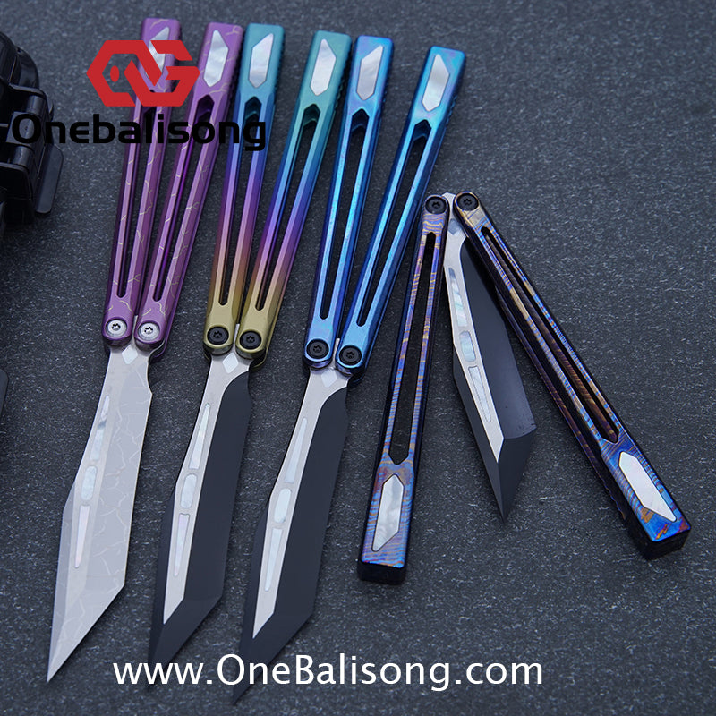 Asgard Slash God Balisong Titanium Alloy Handle Stainless Steel Blade Bushing