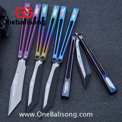 Asgard Slash God Balisong Titanium Alloy Handle Stainless Steel Blade Bushing