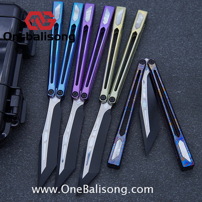 Asgard Slash God Balisong Titanium Alloy Handle Stainless Steel Blade Bushing