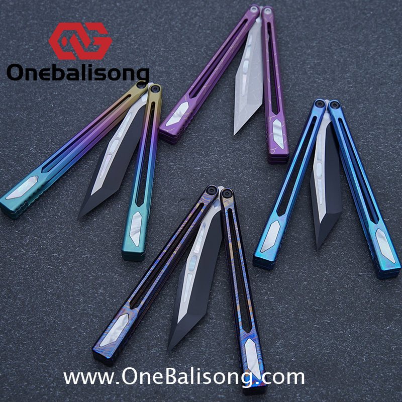 Asgard Slash God Balisong Titanium Alloy Handle Stainless Steel Blade Bushing