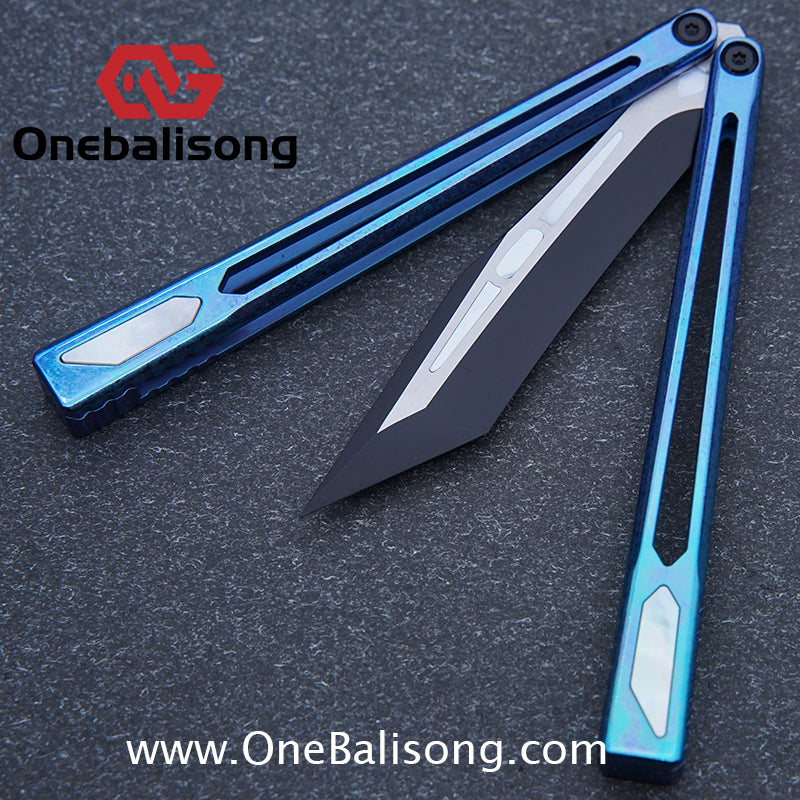 Asgard Slash God Balisong Titanium Alloy Handle Stainless Steel Blade Bushing