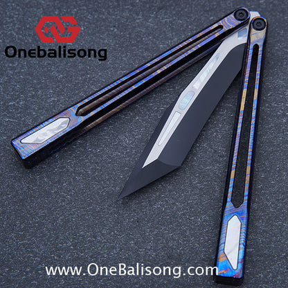 Asgard Slash God Balisong Titanium Alloy Handle Stainless Steel Blade Bushing