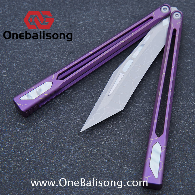 Asgard Slash God Balisong Titanium Alloy Handle Stainless Steel Blade Bushing