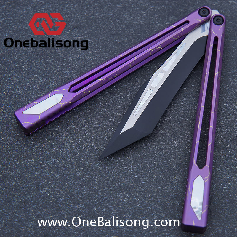 Asgard Slash God Balisong Titanium Alloy Handle Stainless Steel Blade Bushing