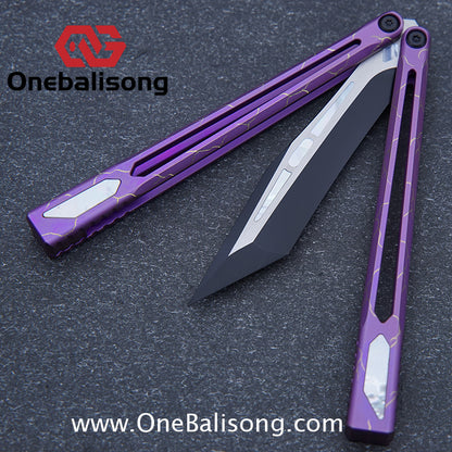 Asgard Slash God Balisong Titanium Alloy Handle Stainless Steel Blade Bushing