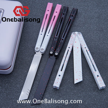 Curiosity White Tiger Balisong 7075 Aluminum Alloy Ceramic Coating Handle Stainless Steel Blade Bushings