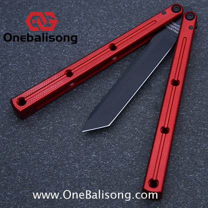 Baliplus Kraken Balisong Glossy clone Tanto/Bowie/Weekawk  live/Fake Blade Channel 7075 Aluminum Glossy Handle Bushings 9cr18