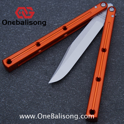 Baliplus Kraken Balisong Glossy clone Tanto/Bowie/Weekawk  live/Fake Blade Channel 7075 Aluminum Glossy Handle Bushings 9cr18