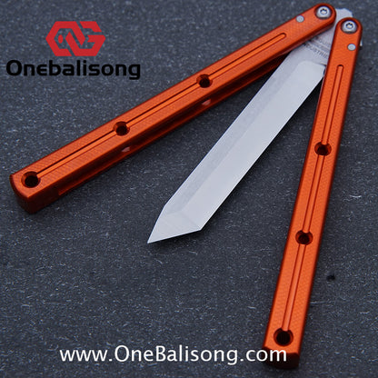 Baliplus Kraken Balisong Glossy clone Tanto/Bowie/Weekawk  live/Fake Blade Channel 7075 Aluminum Glossy Handle Bushings 9cr18