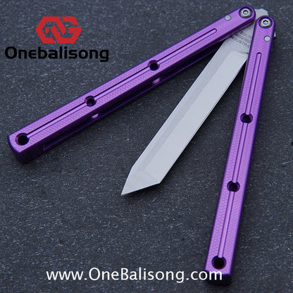 Baliplus Kraken Balisong Glossy clone Tanto/Bowie/Weekawk  live/Fake Blade Channel 7075 Aluminum Glossy Handle Bushings 9cr18
