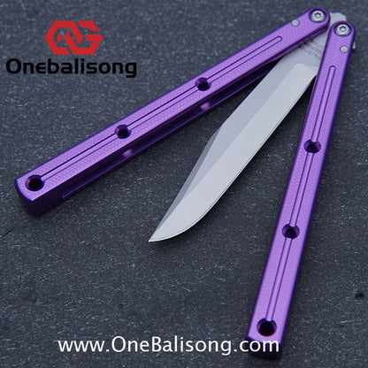 Baliplus Kraken Balisong Glossy clone Tanto/Bowie/Weekawk  live/Fake Blade Channel 7075 Aluminum Glossy Handle Bushings 9cr18