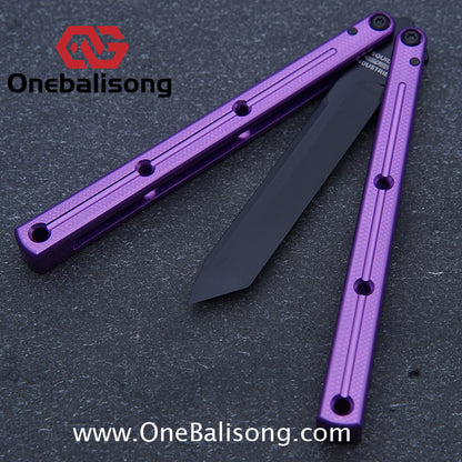 Baliplus Kraken Balisong Glossy clone Tanto/Bowie/Weekawk  live/Fake Blade Channel 7075 Aluminum Glossy Handle Bushings 9cr18