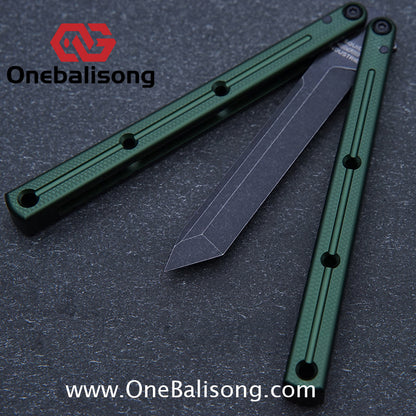 Baliplus Kraken Balisong Glossy clone Tanto/Bowie/Weekawk  live/Fake Blade Channel 7075 Aluminum Glossy Handle Bushings 9cr18