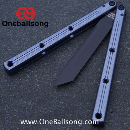 Baliplus Kraken Balisong Glossy clone Tanto/Bowie/Weekawk  live/Fake Blade Channel 7075 Aluminum Glossy Handle Bushings 9cr18