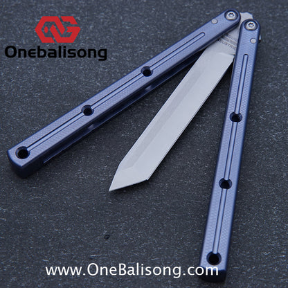 Baliplus Kraken Balisong Glossy clone Tanto/Bowie/Weekawk  live/Fake Blade Channel 7075 Aluminum Glossy Handle Bushings 9cr18