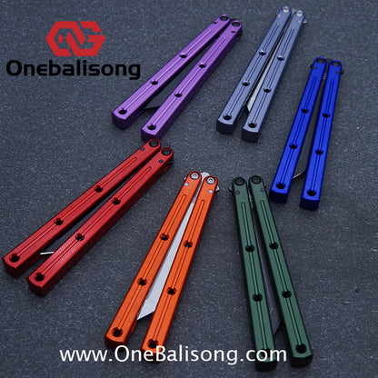 Baliplus Kraken Balisong Glossy clone Tanto/Bowie/Weekawk  live/Fake Blade Channel 7075 Aluminum Glossy Handle Bushings 9cr18
