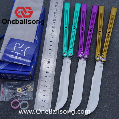 HR Killer Balisong  Seven series aluminum Handle 14c28n/vg10 Blade integrated+traditional shaft sleeve