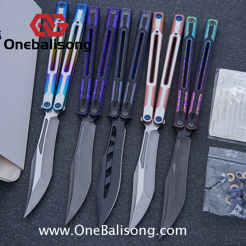 RAD Cygnus V2 Genuine Balisong Titanium-6AL-4V Handle CPM-S35VN Stainless Steel Blade Bushing