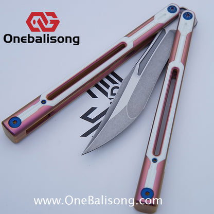 RAD Cygnus V2 Genuine Balisong Titanium-6AL-4V Handle CPM-S35VN Stainless Steel Live Blade Bushing