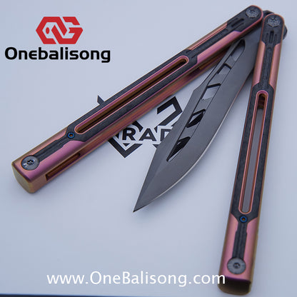 RAD Cygnus V2 Genuine Balisong Titanium-6AL-4V Handle CPM-S35VN Stainless Steel Live Blade Bushing
