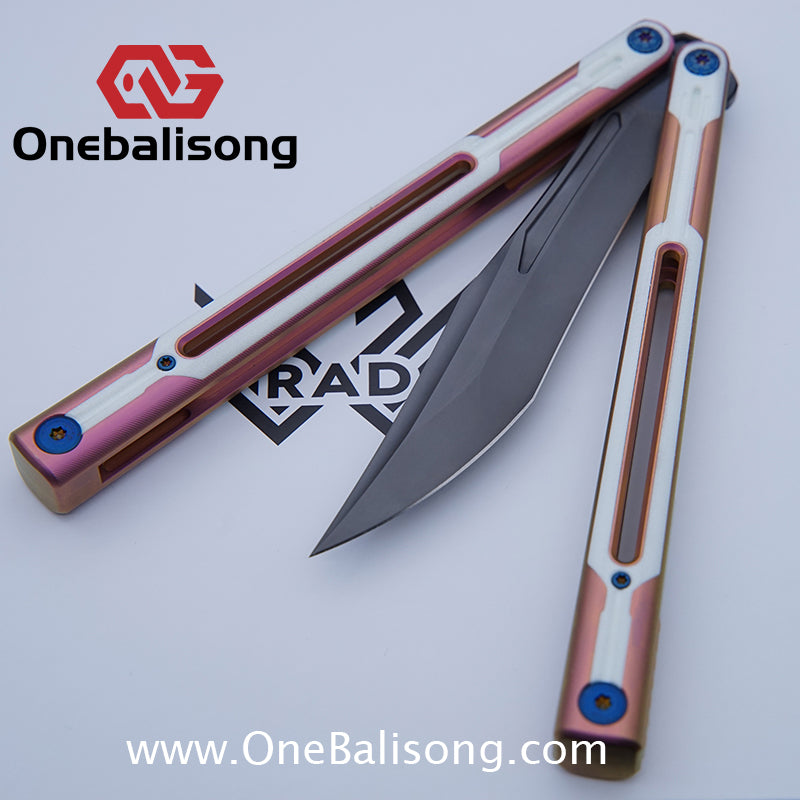 RAD Cygnus V2 Genuine Balisong Titanium-6AL-4V Handle CPM-S35VN Stainless Steel Blade Bushing