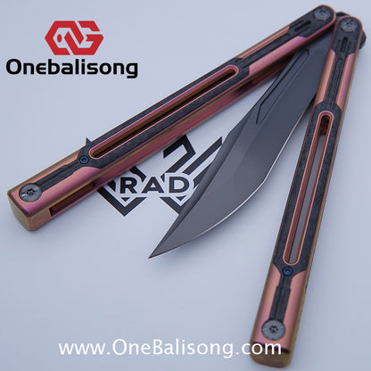 RAD Cygnus V2 Genuine Balisong Titanium-6AL-4V Handle CPM-S35VN Stainless Steel Live Blade Bushing